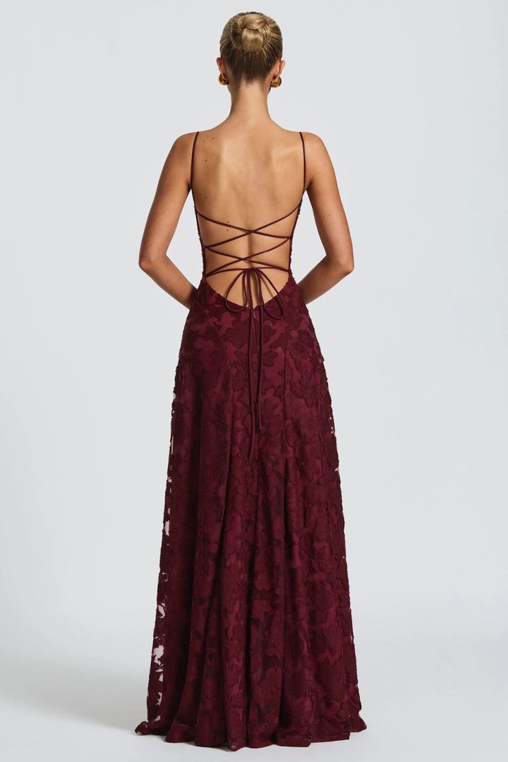 Emmiline | Women's Floral Brocade Cami Strap Wedding Guest Maxi Dress