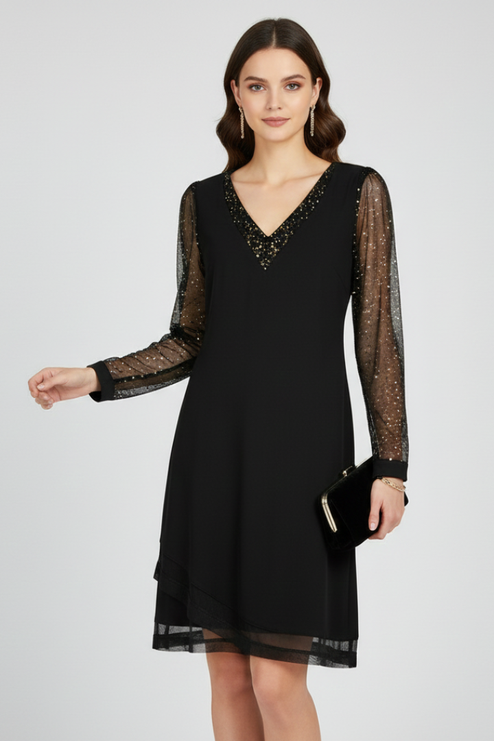 Evangeline | Women's Cocktail Dress Sequin Sleeve