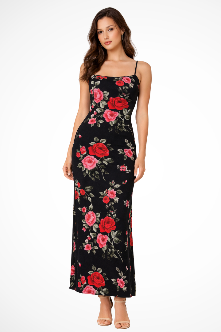 Fiona | Women's Spaghetti Strap Floral Maxi Dress