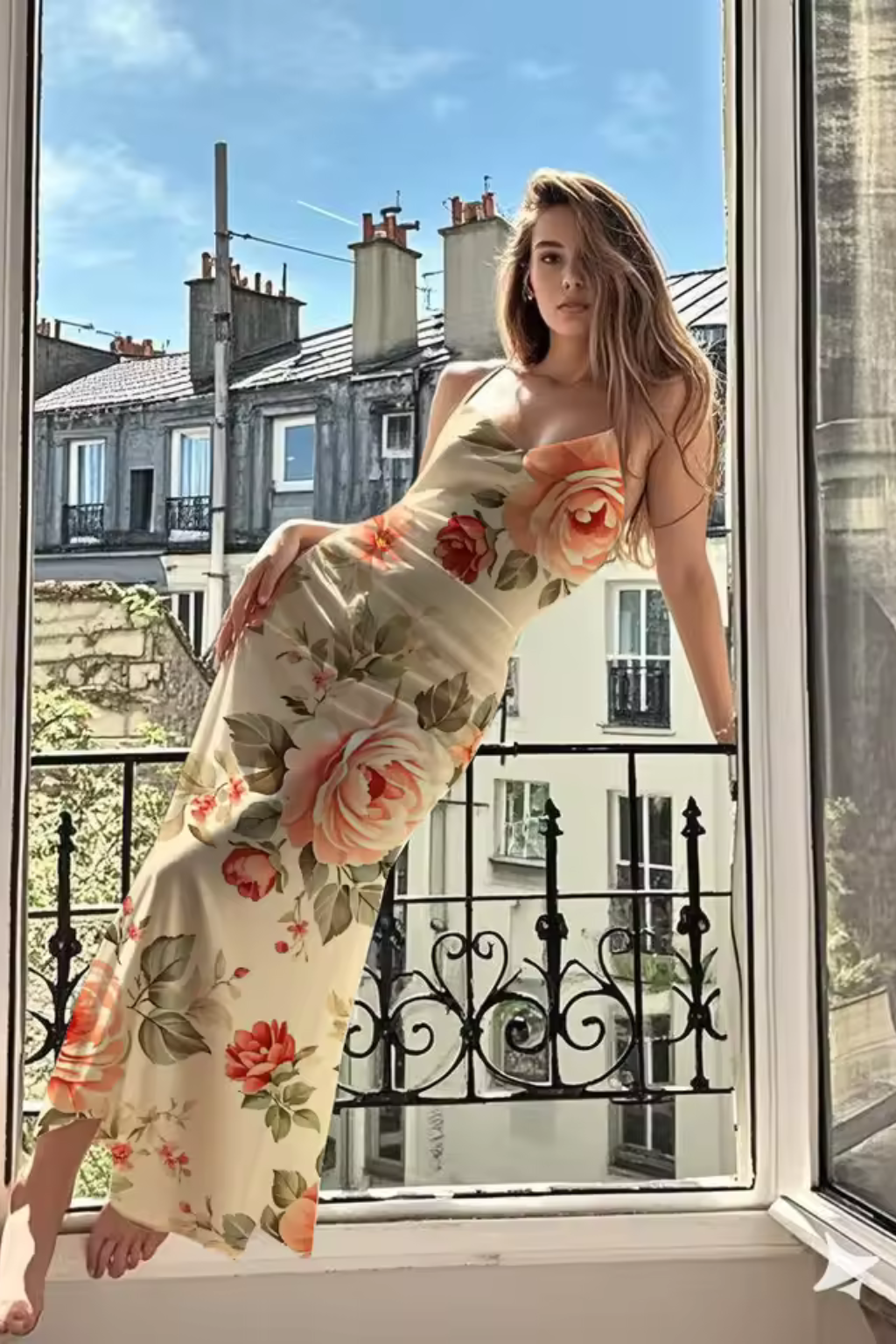 Fiona | Women's Spaghetti Strap Floral Maxi Dress
