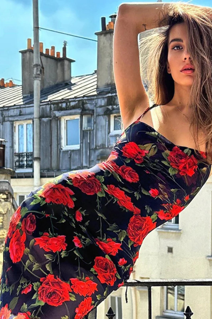 Fiona | Women's Spaghetti Strap Floral Maxi Dress