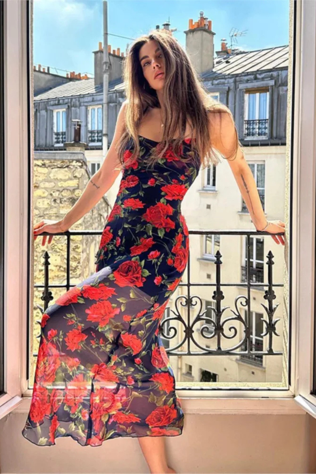 Fiona | Women's Spaghetti Strap Floral Maxi Dress