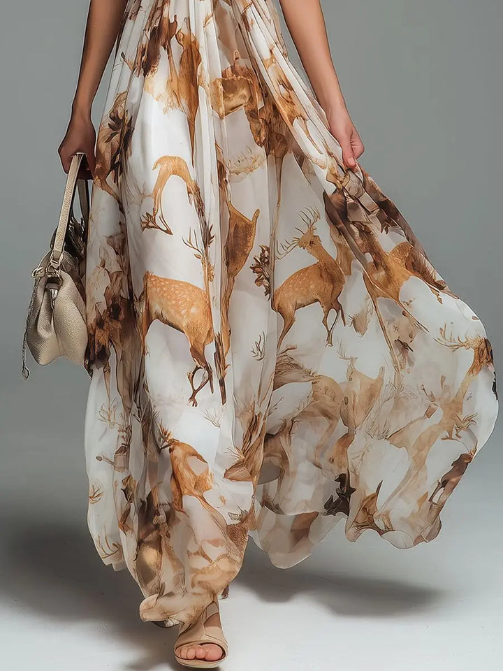 Geneva | Women's Floral Maxi Dress Halter Plunge Summer