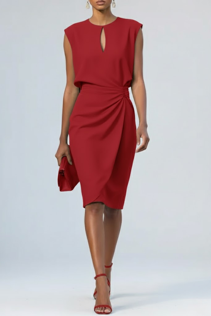 Hannah | Women's Tiered Ruffle Midi Sundress Keyhole Neck