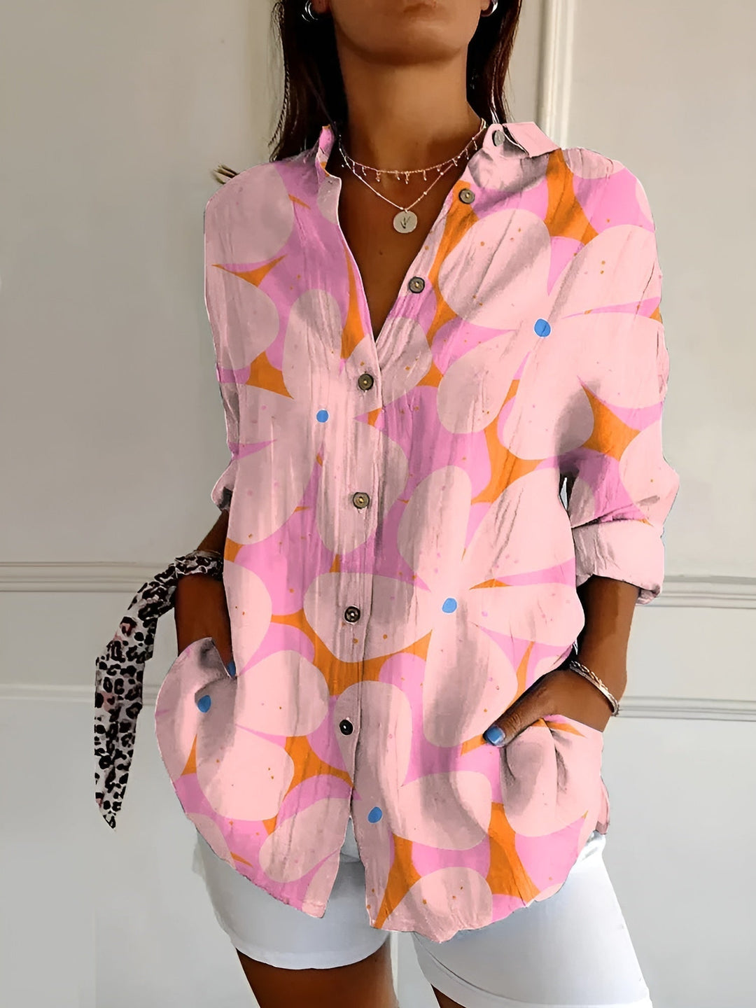 Iris | Women's Blouse Floral Long Sleeve Button-Front