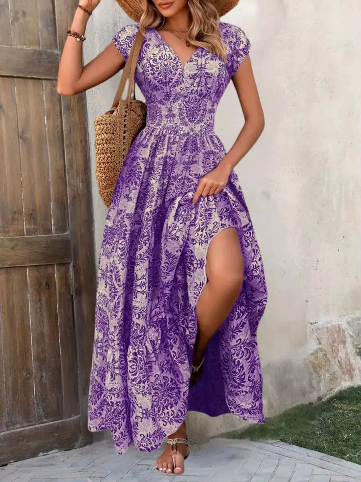 Isla | Women's Elastic Waist Tiered Boho Maxi Dress