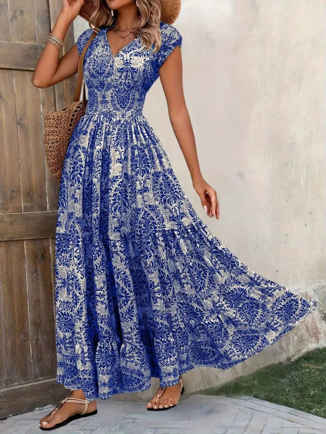 Isla | Women's Elastic Waist Tiered Boho Maxi Dress