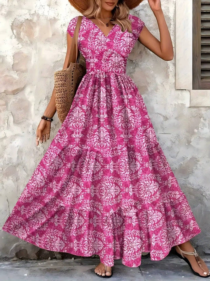 Isla | Women's Elastic Waist Tiered Boho Maxi Dress