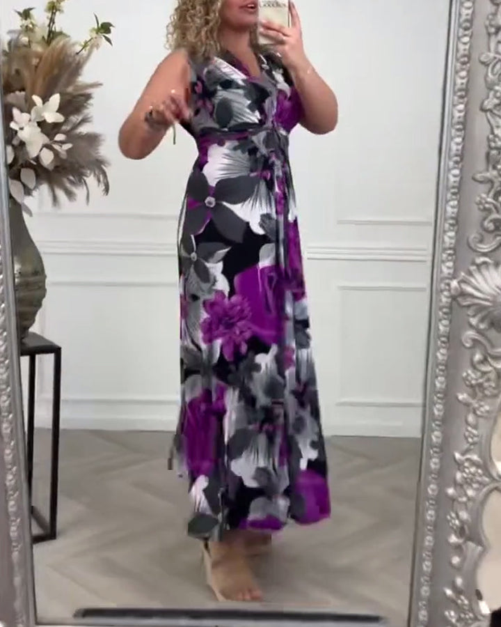 Isla | Women's Floral Sleeveless V Neck Maxi Sundress