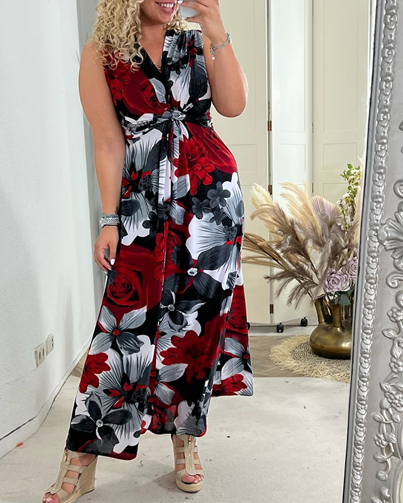 Isla | Women's Floral Sleeveless V Neck Maxi Sundress