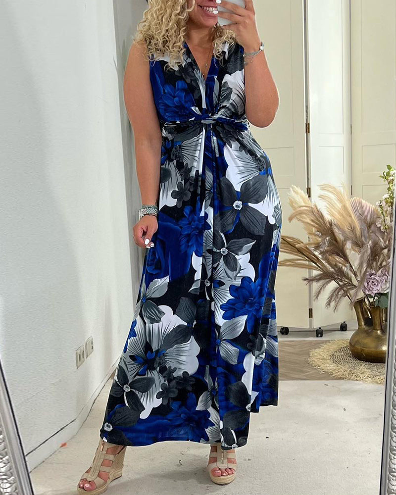 Isla | Women's Floral Sleeveless V Neck Maxi Sundress