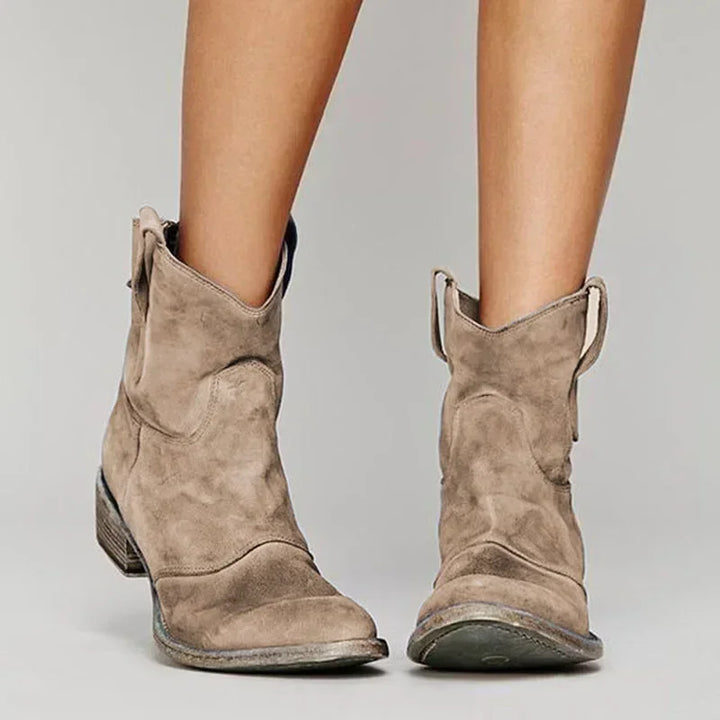 Jolene | Women's Suede Western Ankle Boots Block Heel