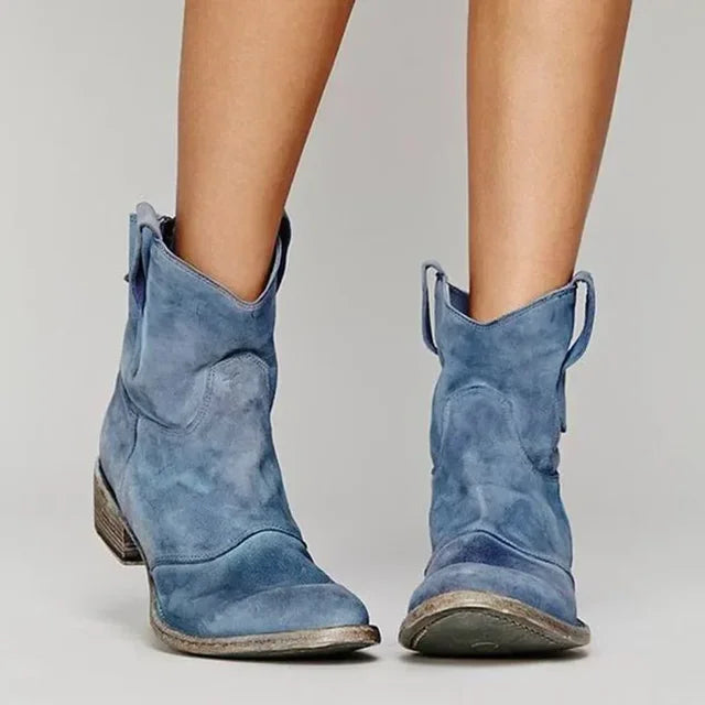 Jolene | Women's Suede Western Ankle Boots Block Heel