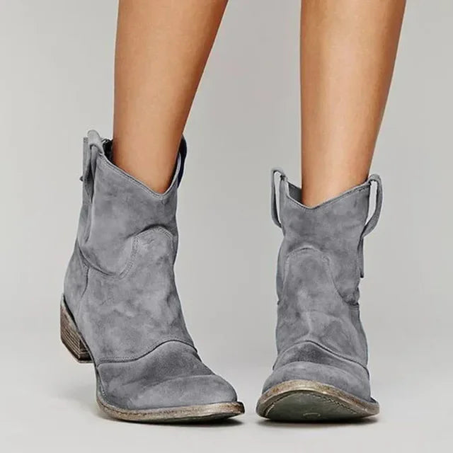 Jolene | Women's Suede Western Ankle Boots Block Heel