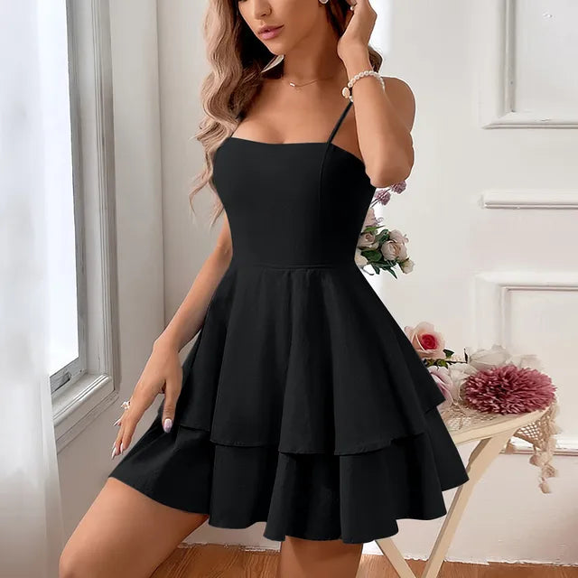 Juliette | Women's Tiered Spaghetti-Strap Cocktail Mini Dress