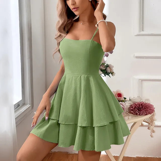 Juliette | Women's Tiered Spaghetti-Strap Cocktail Mini Dress