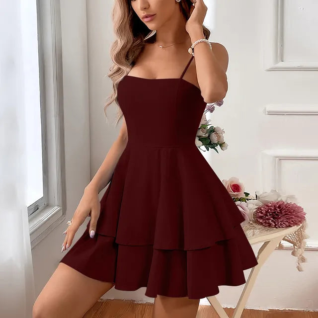 Juliette | Women's Tiered Spaghetti-Strap Cocktail Mini Dress