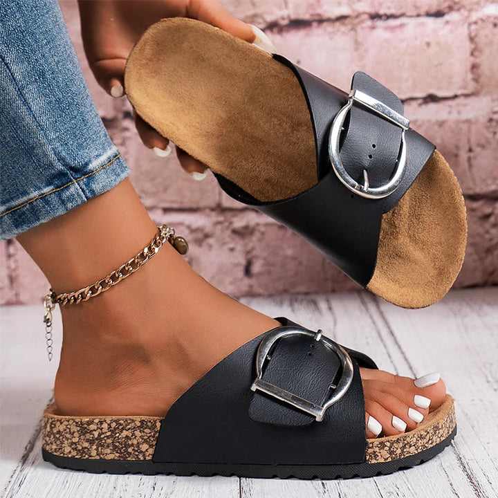 June | Elegant Women's Buckle Mules Summer Slide