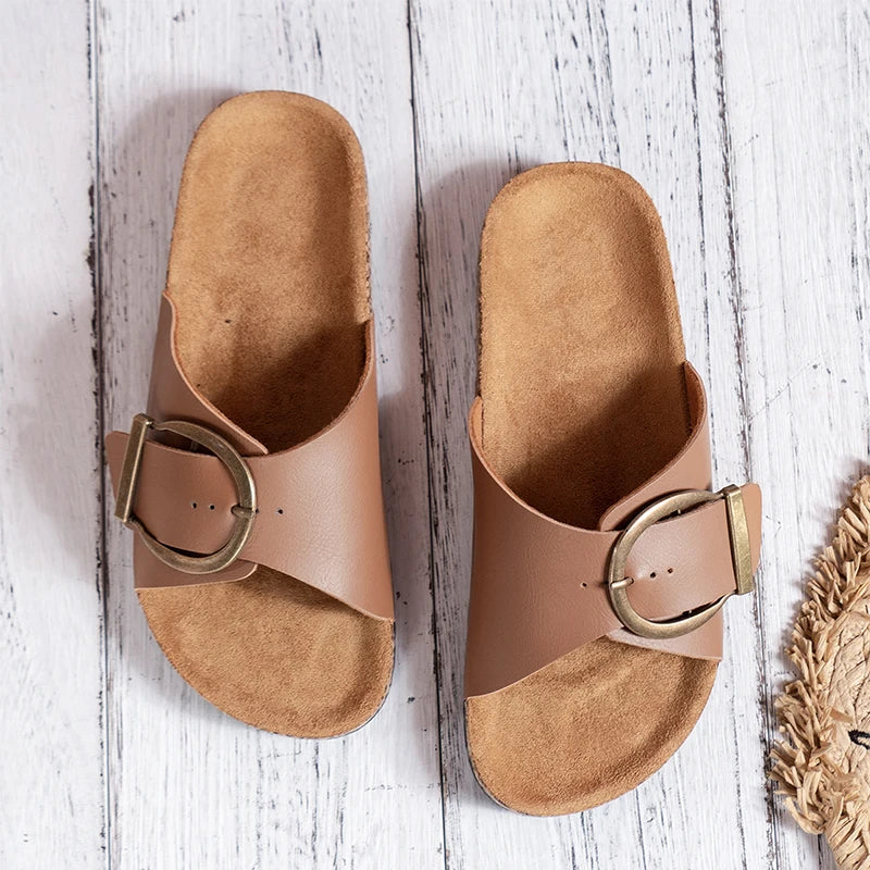 June | Elegant Women's Buckle Mules Summer Slide