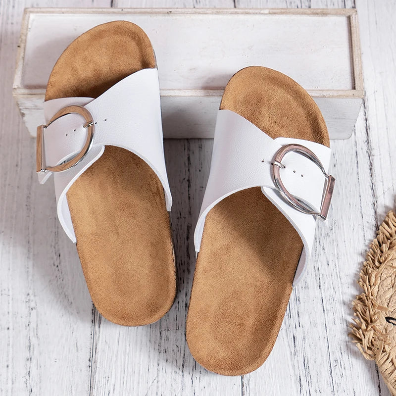 June | Elegant Women's Buckle Mules Summer Slide