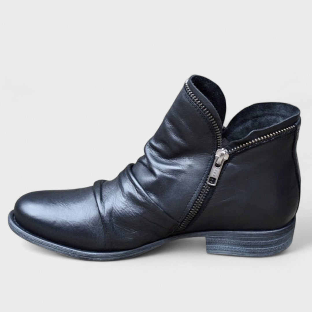Kendra | Women's Leather Slouch Ankle Boots Side Zip