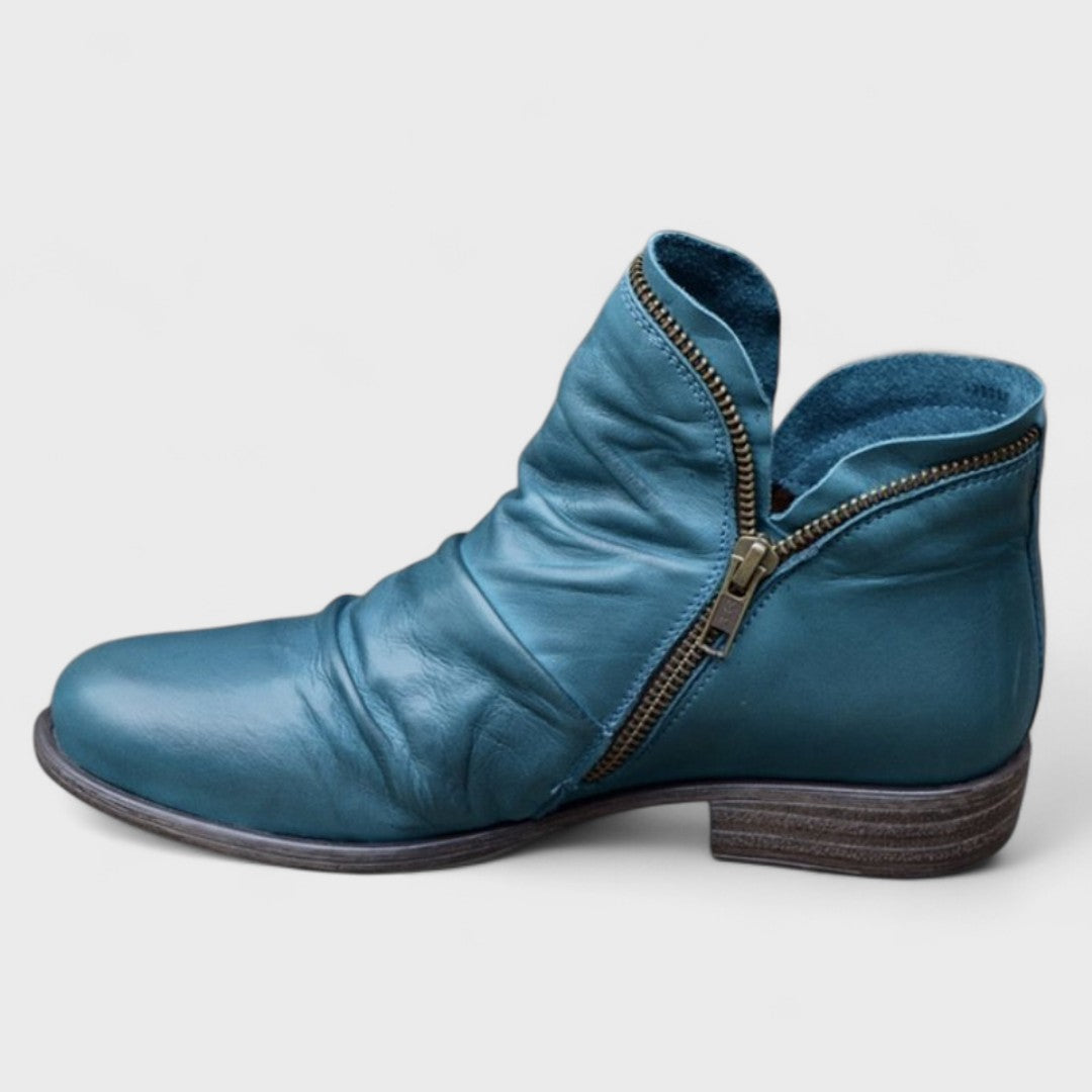 Kendra | Women's Leather Slouch Ankle Boots Side Zip