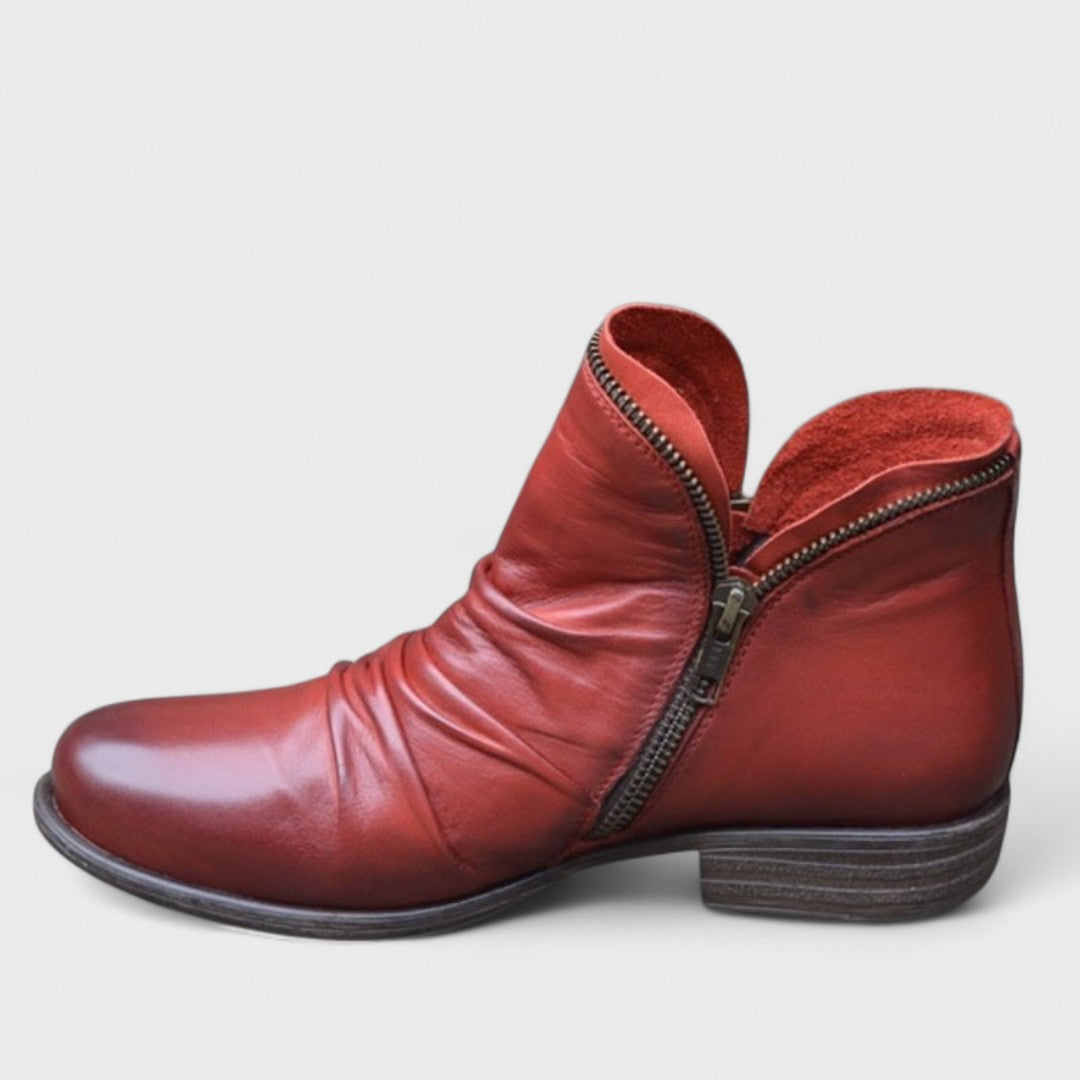 Kendra | Women's Leather Slouch Ankle Boots Side Zip