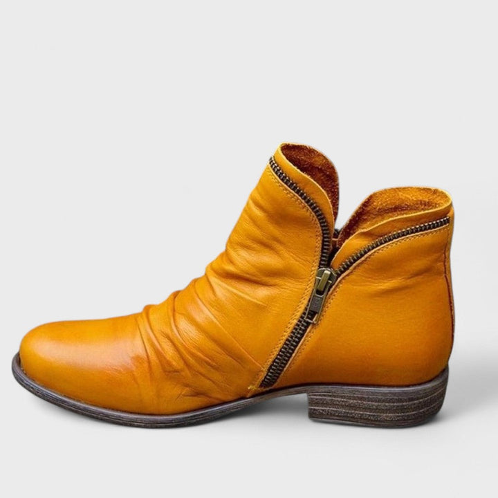 Kendra | Women's Leather Slouch Ankle Boots Side Zip
