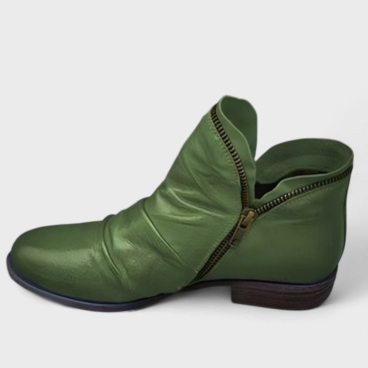 Kendra | Women's Leather Slouch Ankle Boots Side Zip
