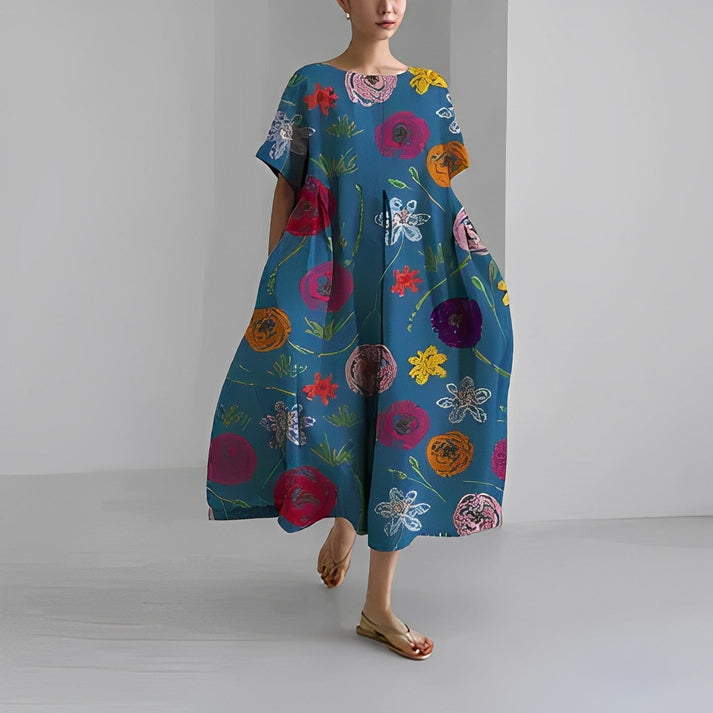 Jacklyn | Women Relaxed Style Flower Midi Dress
