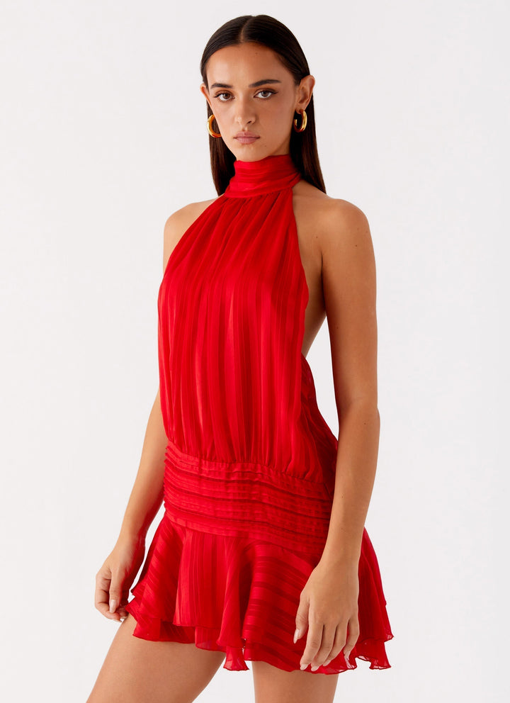 Lyra | Elegant Women's Halter Neck Mini-Dress