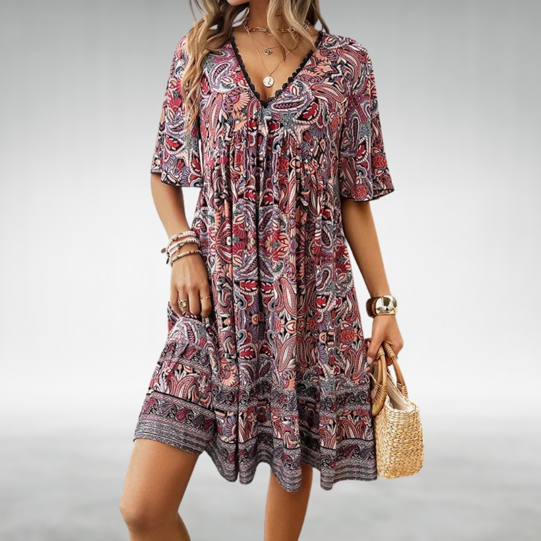Lila | Women Summer Boho Paisley Mini Dress