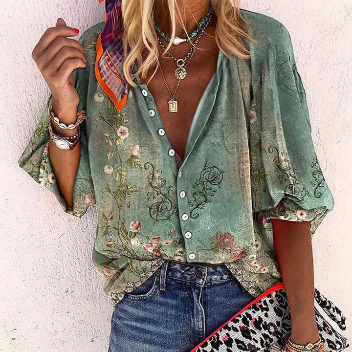 Maya | Women's Button Down Boho Longsleeve Blouse