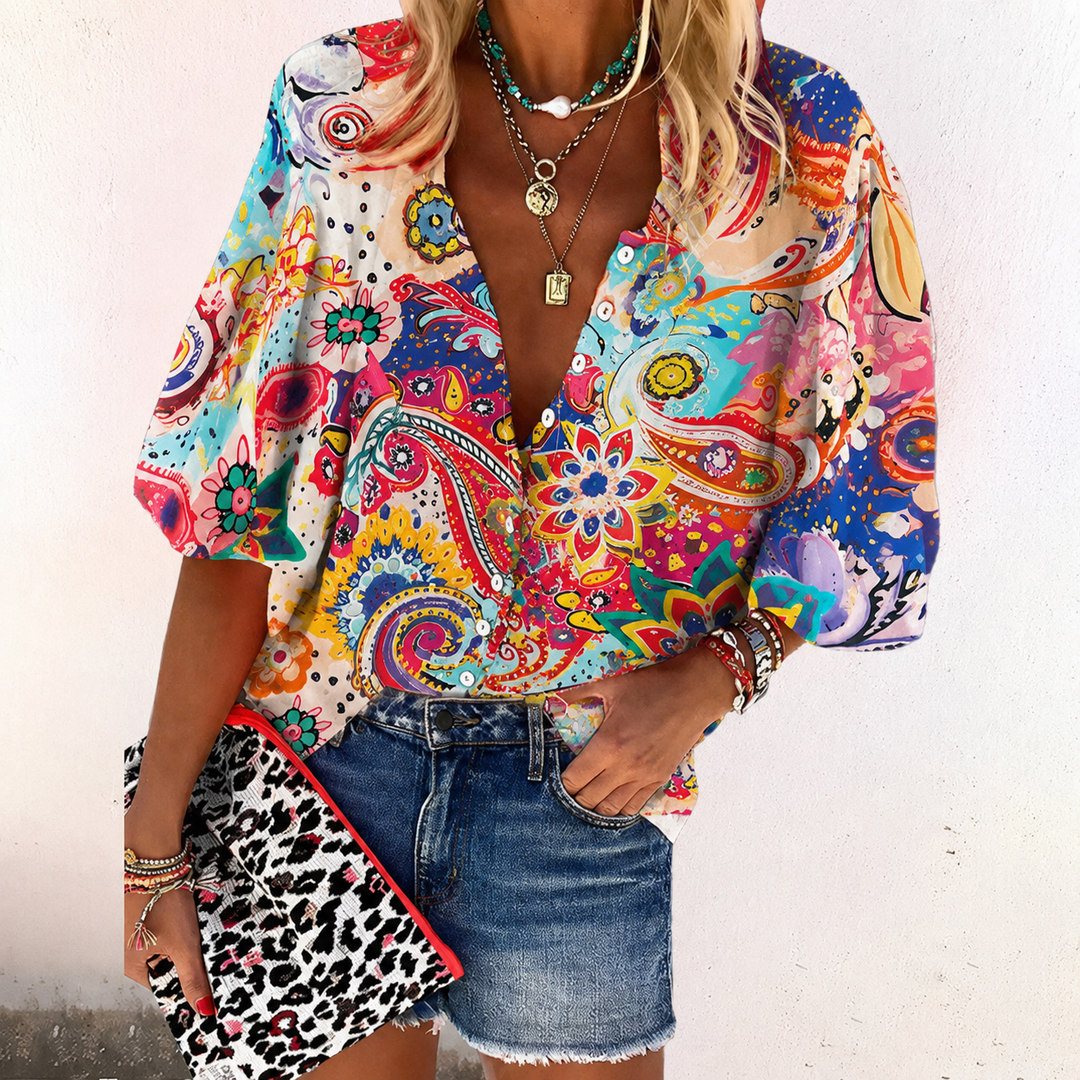 Maya | Women's Button Down Boho Longsleeve Blouse