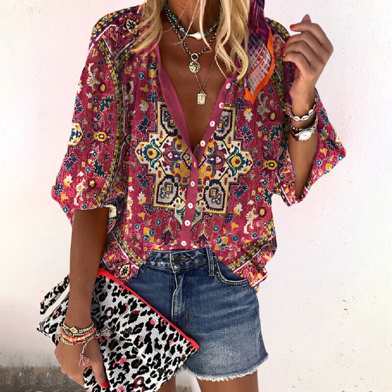 Maya | Women's Button Down Boho Longsleeve Blouse