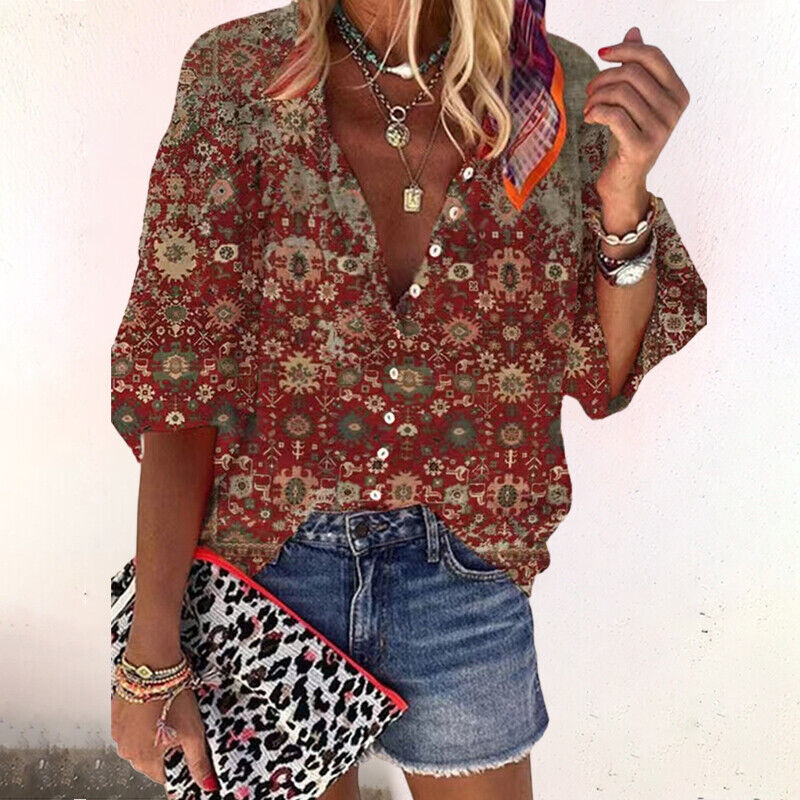 Maya | Women's Button Down Boho Longsleeve Blouse