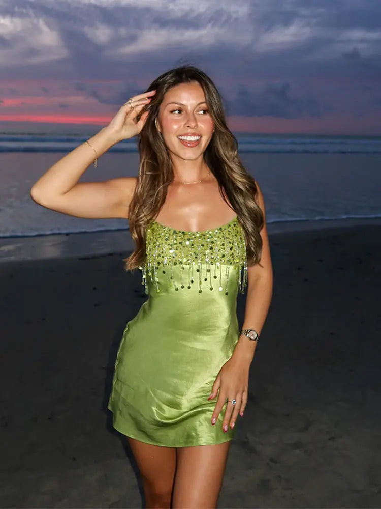 Maya | Women's Mini Cocktail Dress Slip On Luminous