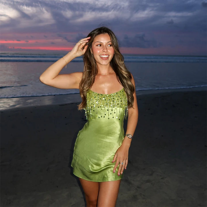 Maya | Women's Mini Cocktail Dress Slip On Luminous