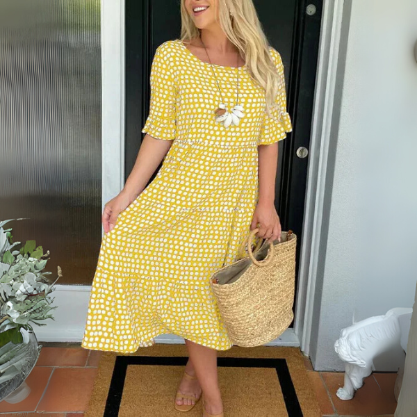 Mia | Women's Polka Dot Tiered Midi Sundress