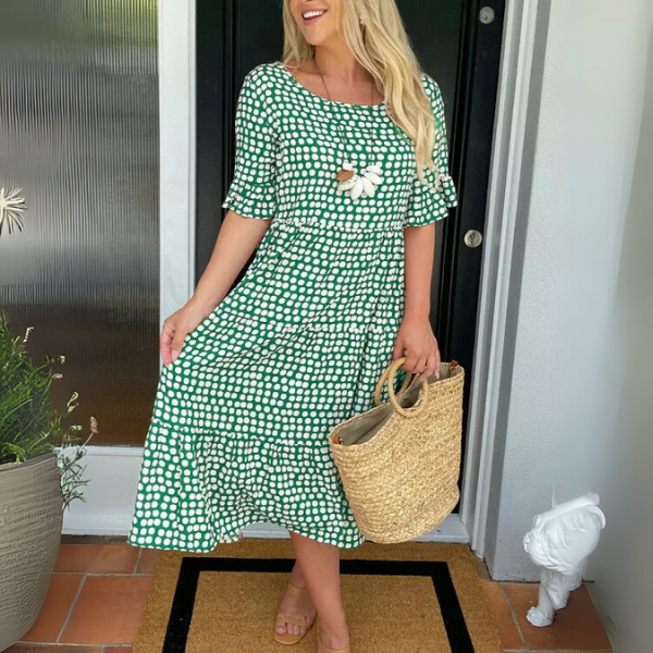 Mia | Women's Polka Dot Tiered Midi Sundress