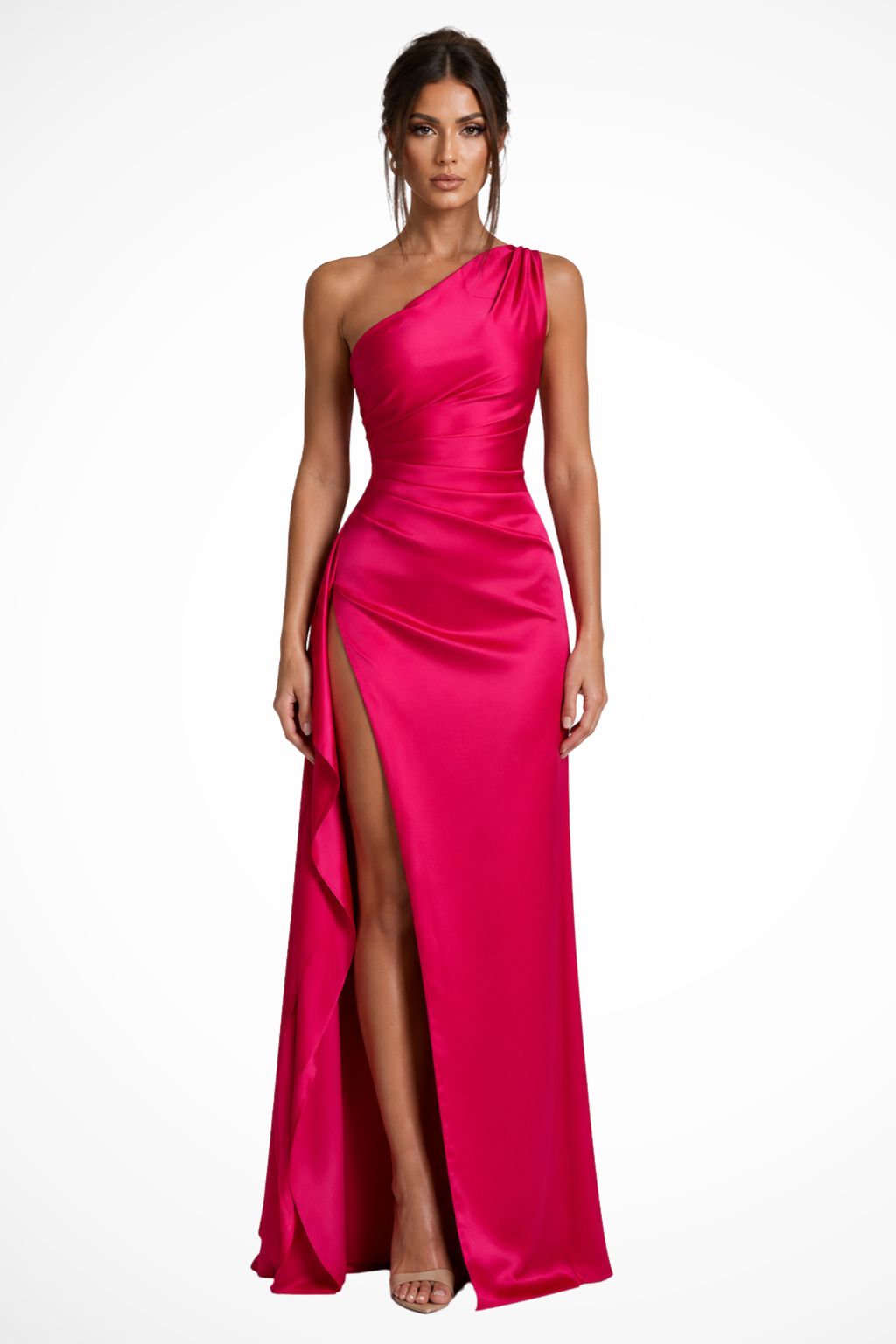 Natalia | Women's V Neck Wrap Wedding Guest Satin Maxi Dress