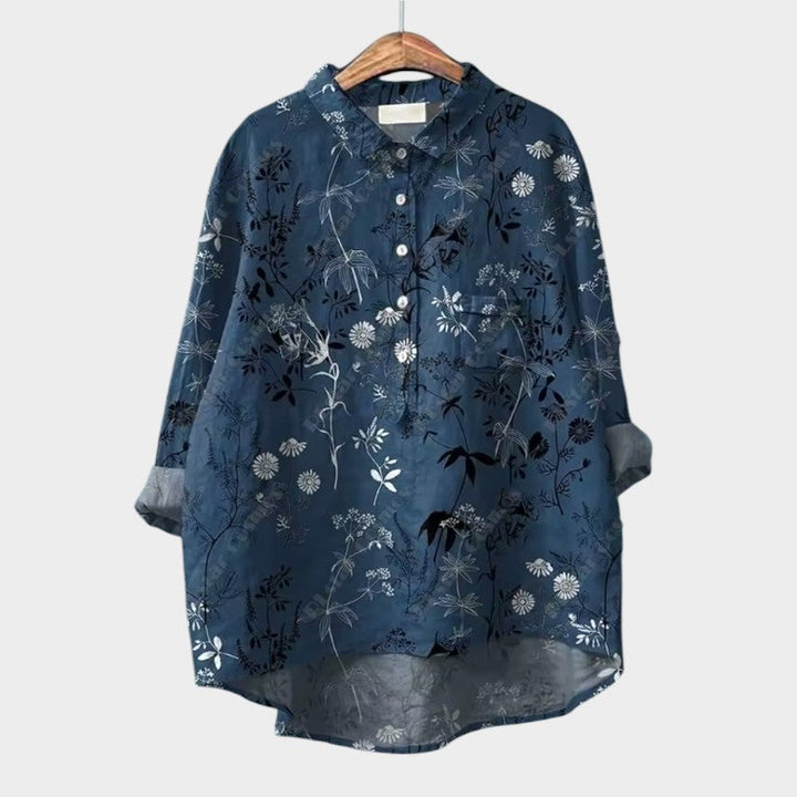 Natalie | Women's Blouse Button-Up Collared Long Sleeve