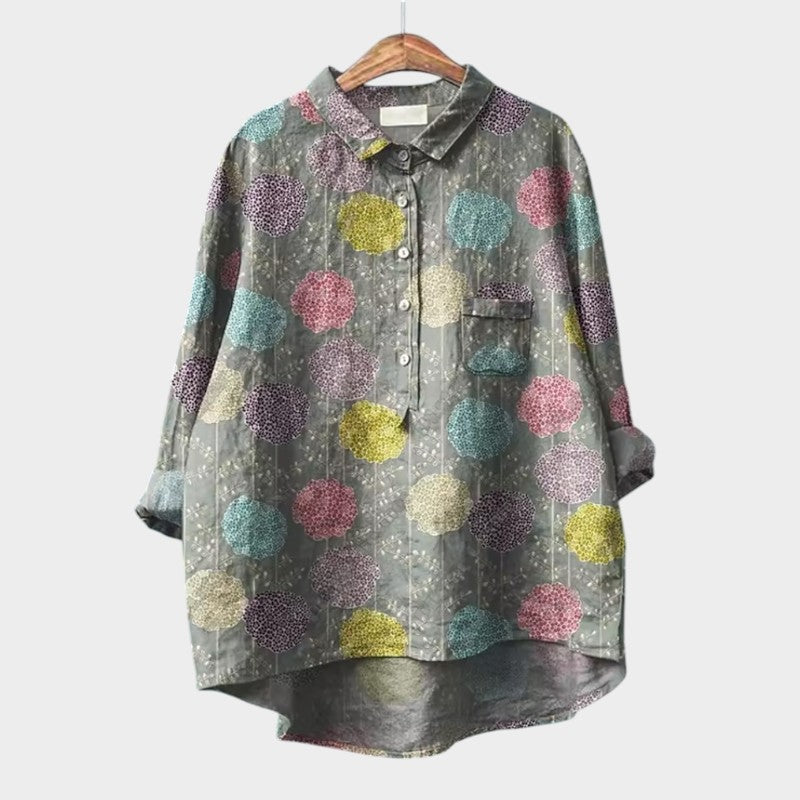 Natalie | Women's Blouse Button-Up Collared Long Sleeve
