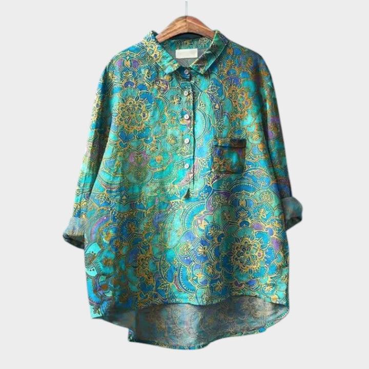 Natalie | Women's Blouse Button-Up Collared Long Sleeve