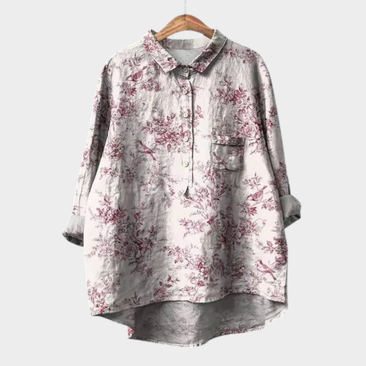 Natalie | Women's Blouse Button-Up Collared Long Sleeve