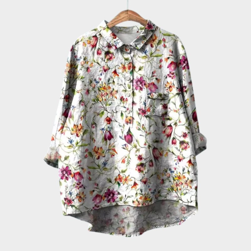 Natalie | Women's Blouse Button-Up Collared Long Sleeve