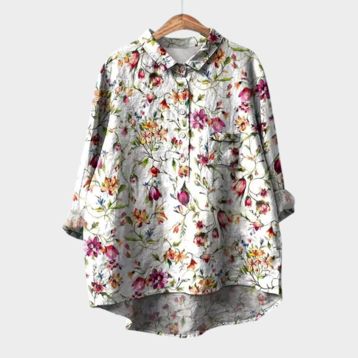 Natalie | Women's Blouse Button-Up Collared Long Sleeve
