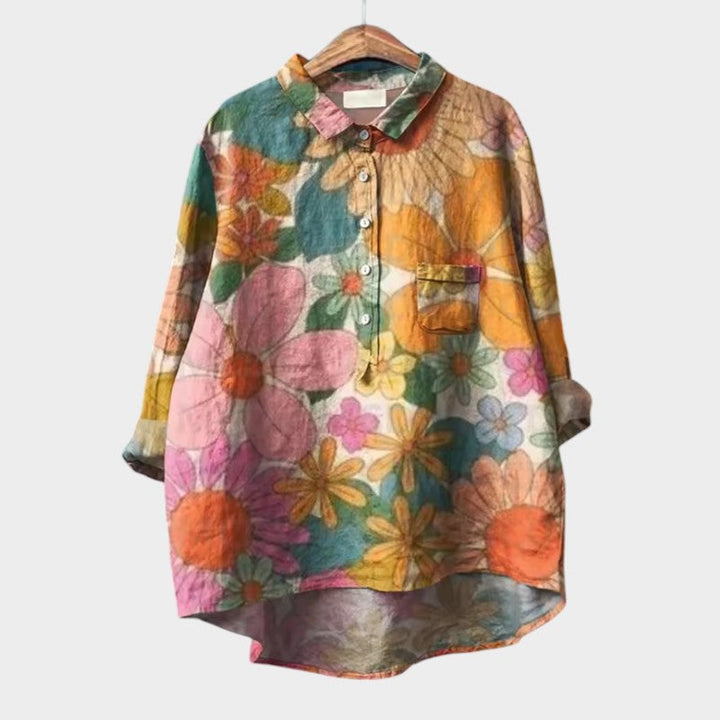 Natalie | Women's Blouse Button-Up Collared Long Sleeve