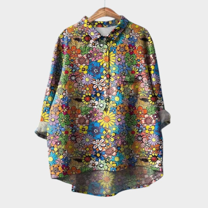 Natalie | Women's Blouse Button-Up Collared Long Sleeve