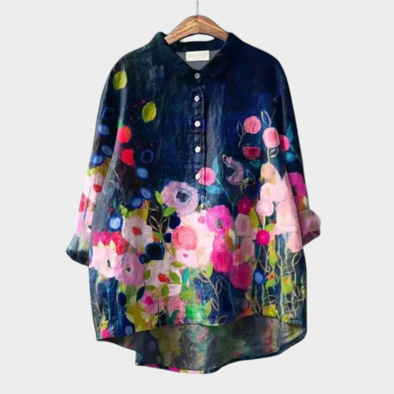 Natalie | Women's Blouse Button-Up Collared Long Sleeve